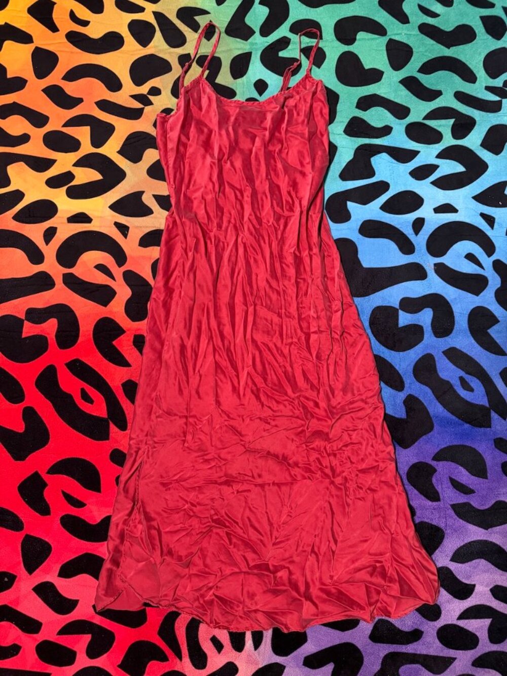 LINGERIE CACIQUE RED SILK SLIP DRESS NIGHTGOWN SMALL 100% SILK